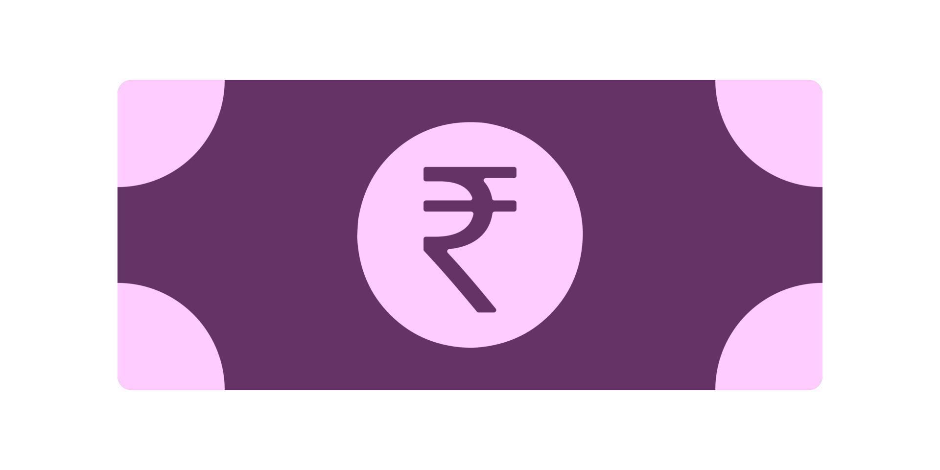 Indian rupee paper banknote icon in flat style design isolated on white background. vector