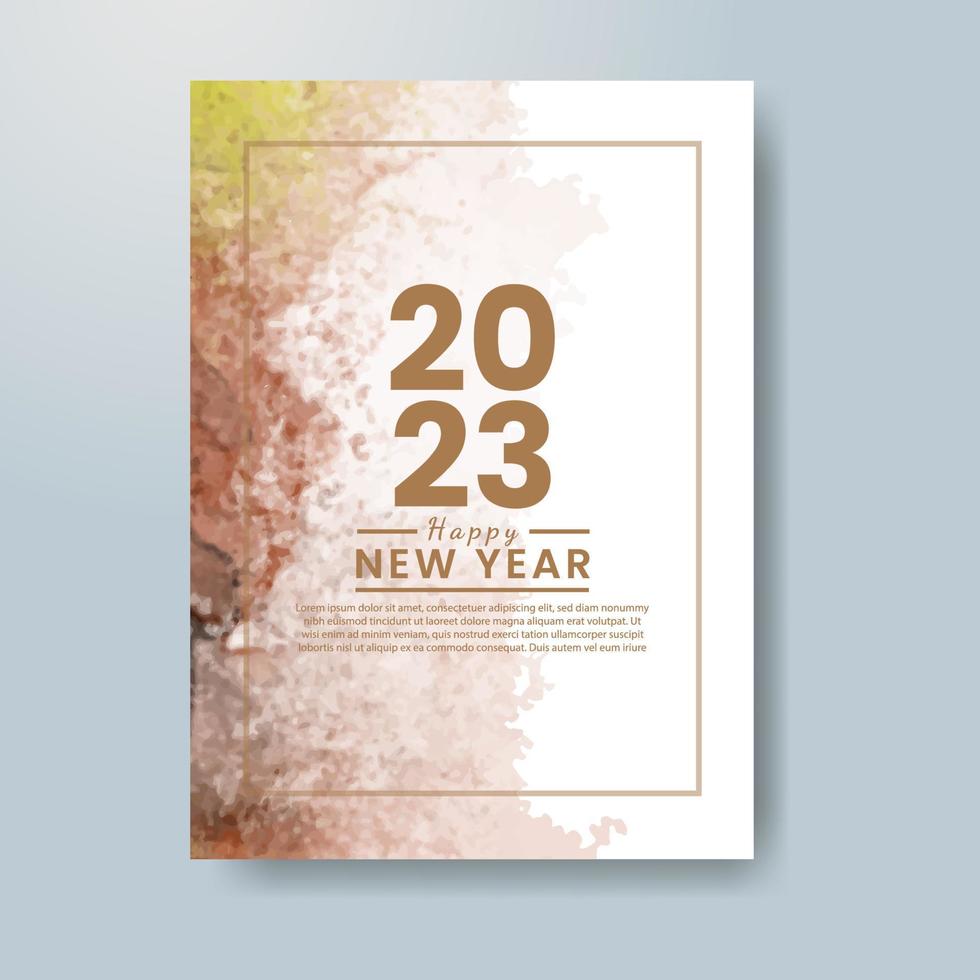 Happy new year 2023 card template with watercolor background vector