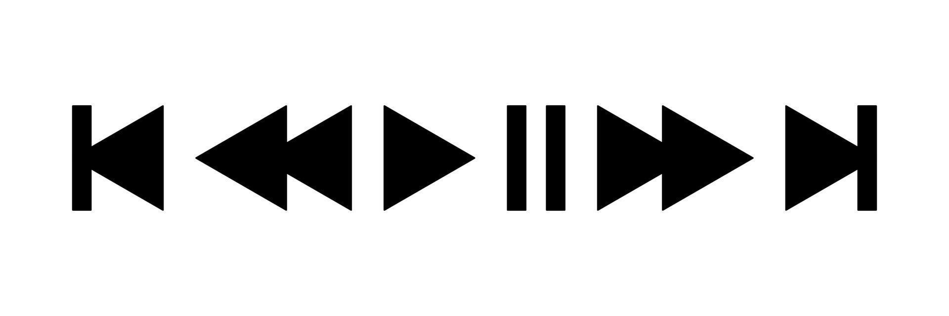 conjunto de iconos de botón de reproductor de música en diseño de estilo plano aislado sobre fondo blanco. vector