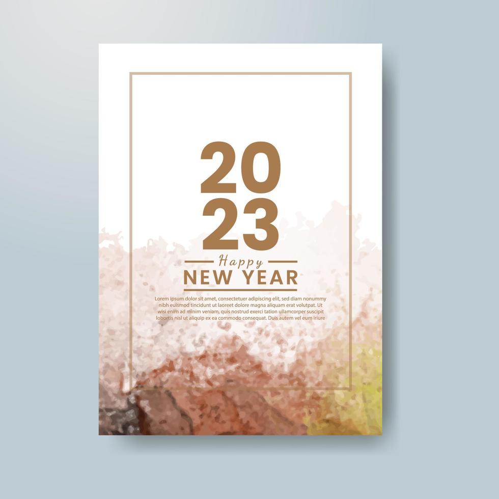 Happy new year 2023 card template with watercolor background vector