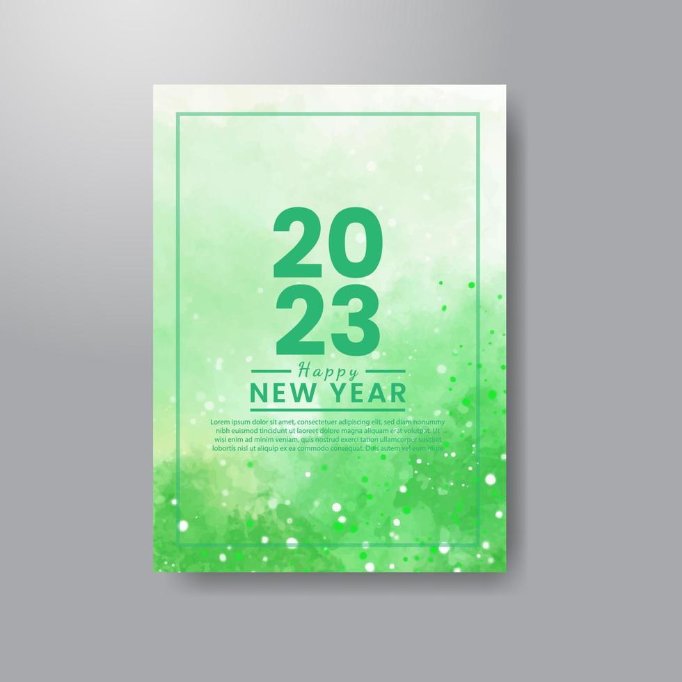 Happy new year 2023 card template with watercolor background vector