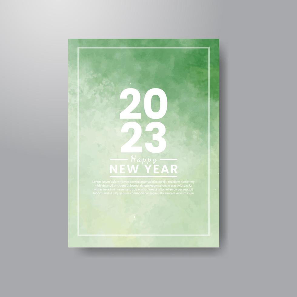 Happy new year 2023 card template with watercolor background vector