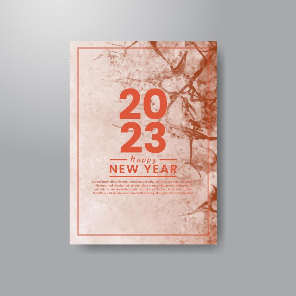 Happy new year 2023 card template with watercolor background vector