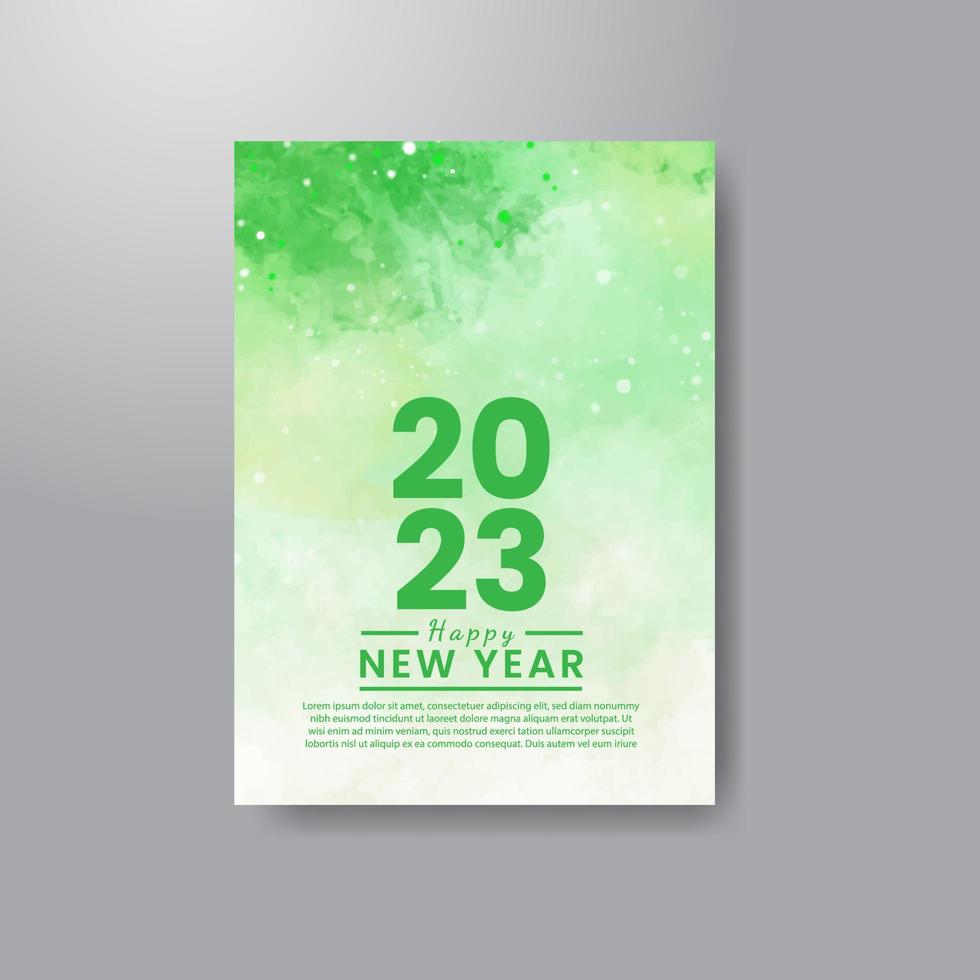 Happy new year 2023 card template with watercolor background vector