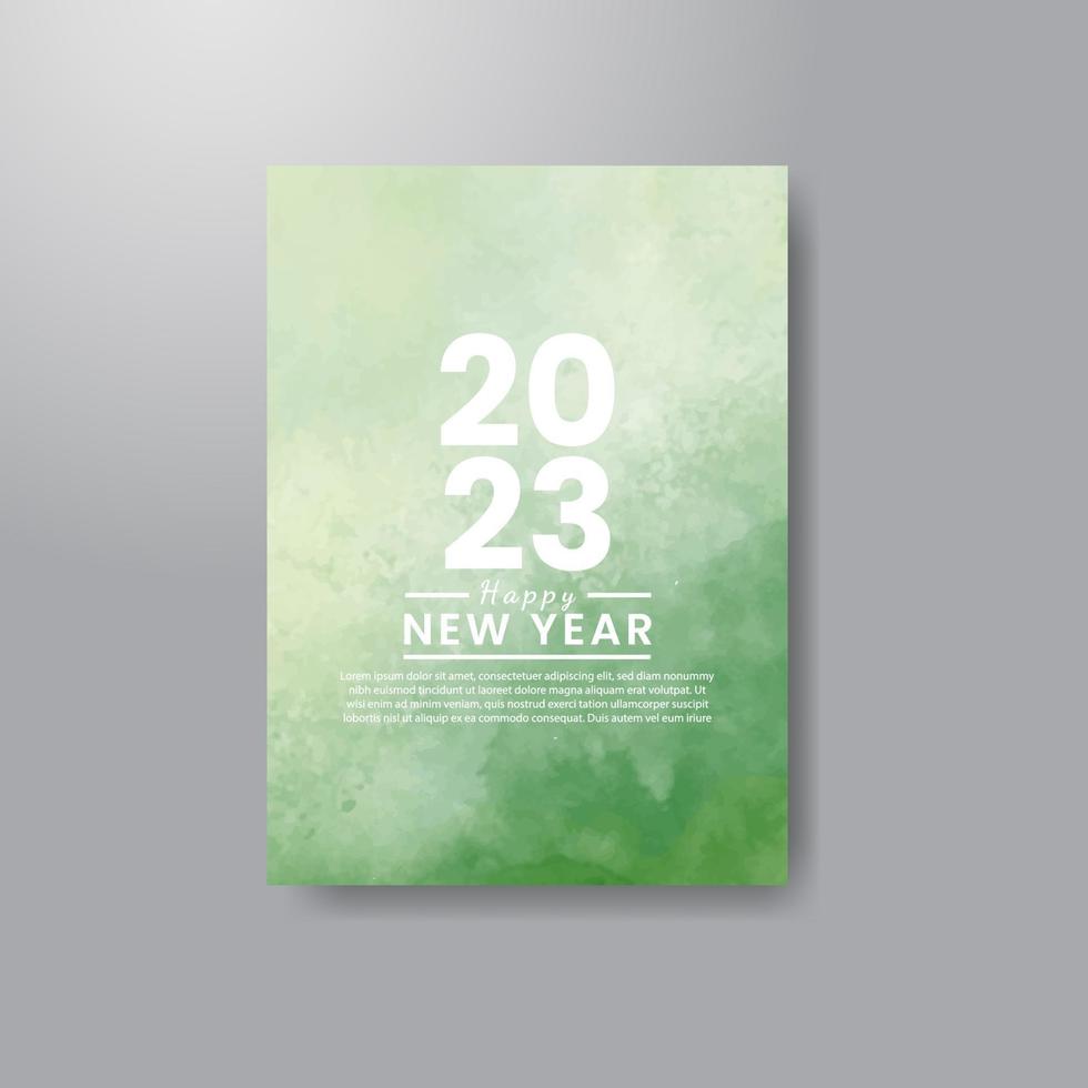 Happy new year 2023 card template with watercolor background vector