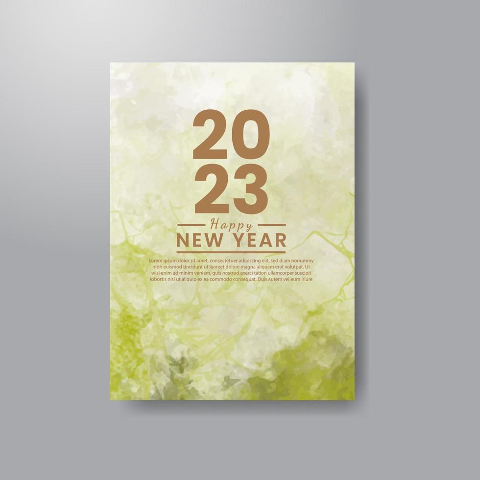 Happy new year 2023 card template with watercolor background vector