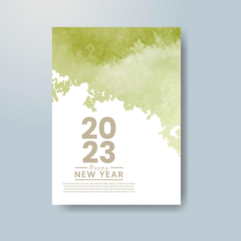 Happy new year 2023 card template with watercolor background vector