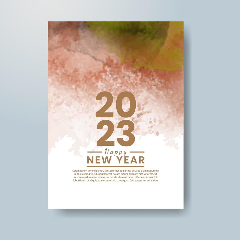 Happy new year 2023 card template with watercolor background vector