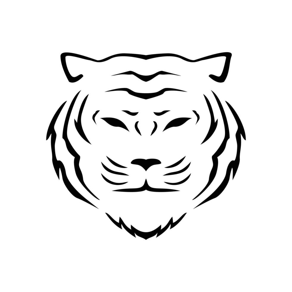 diseño de silueta de cabeza de tigre. plantilla, signo y símbolo del logotipo de animales salvajes. vector