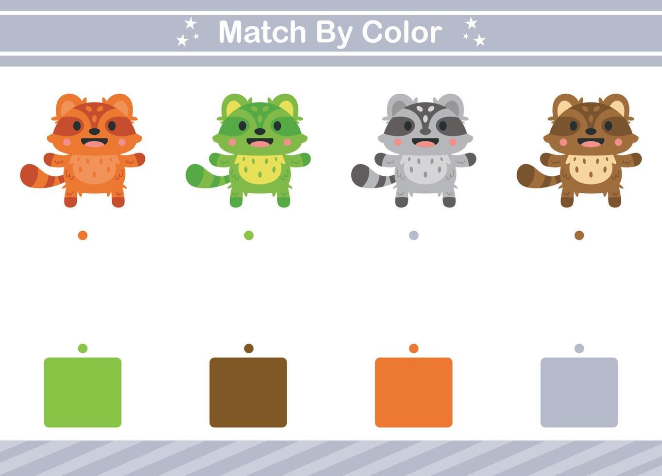 Match by color of animal Educational game for kindergarten Matching game for kids vector