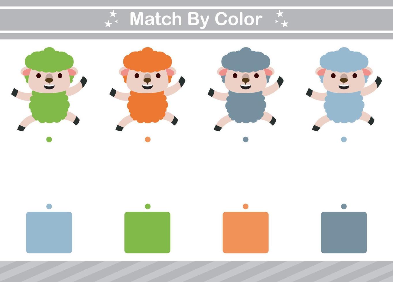 Match by color of animal Educational game for kindergarten Matching game for kids vector