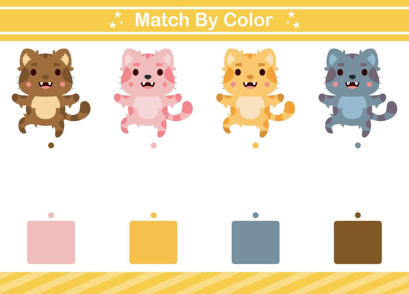 Match by color of animal Educational game for kindergarten Matching game for kids vector