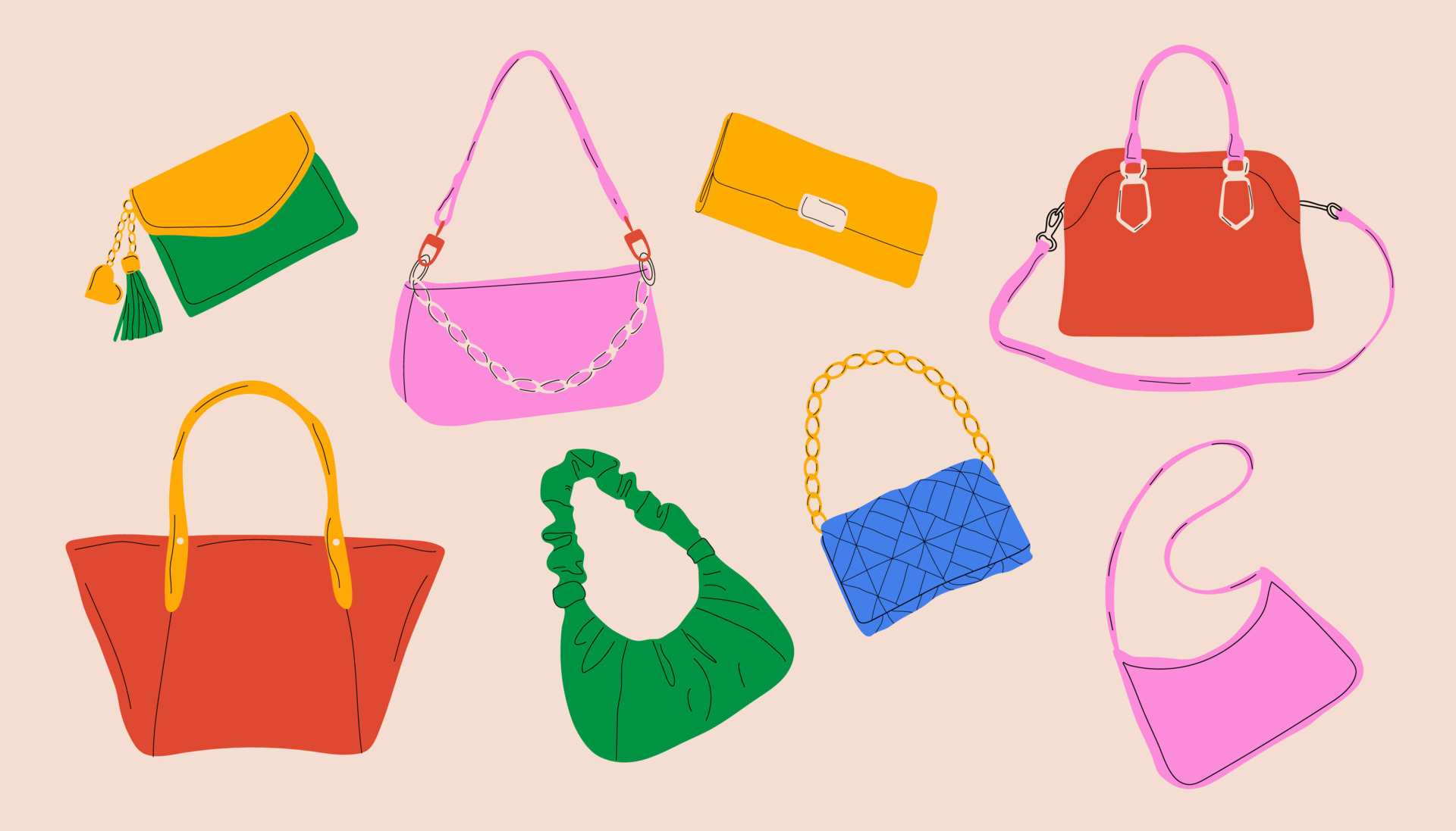 What is the difference between a tote, clutch, hobo, and satchel