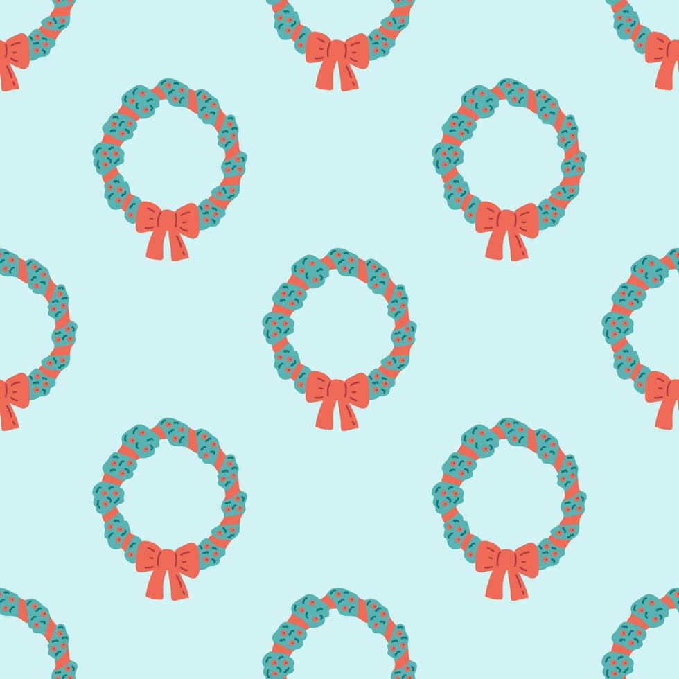Christmas Wreath Seamless Pattern. Christmas collection. Flat vector illustration