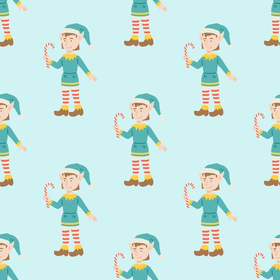 Christmas Elf Seamless Pattern. Christmas collection. Flat vector illustration