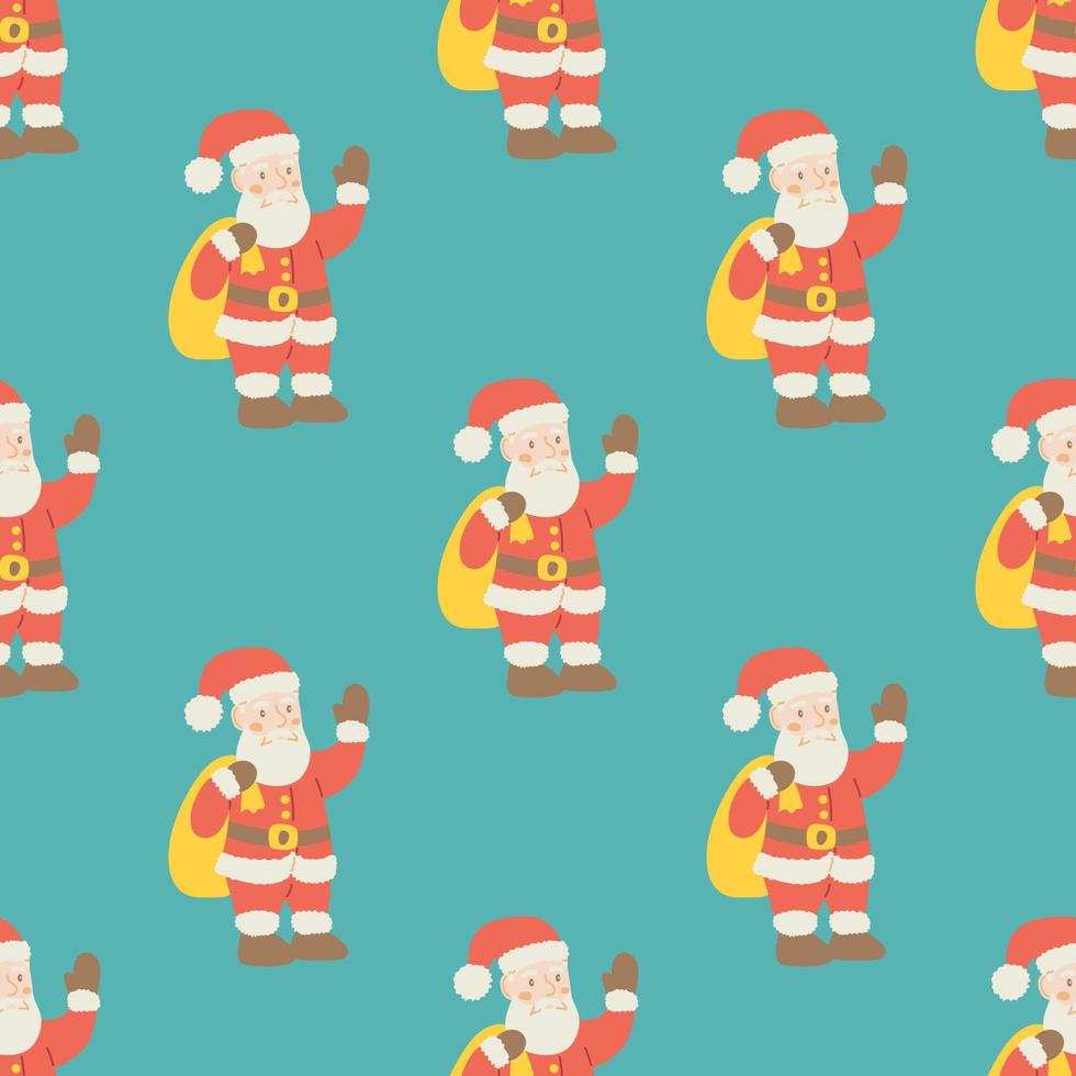 Santa Claus seamless pattern. Christmas collection. Flat vector illustration of a unicorn heart