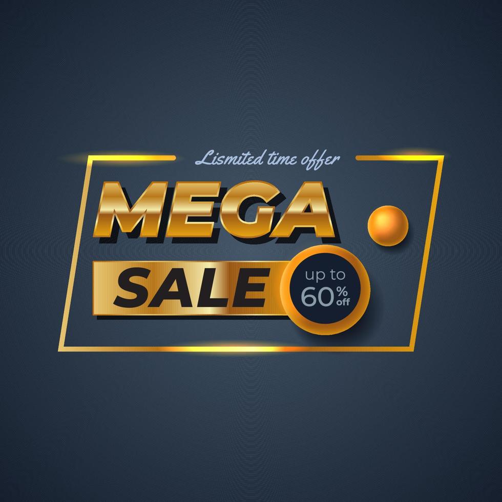 diseño de promoción de descuento de banner de oferta de mega venta dorada para redes sociales lujo elegante con clase vector