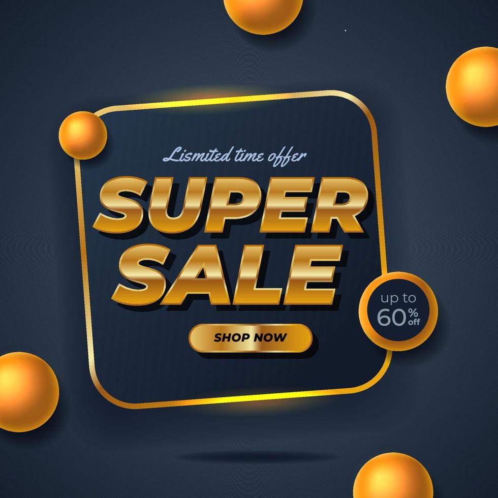 golden super sale offer banner discount promotion layout for social media luxury elegant classy vector
