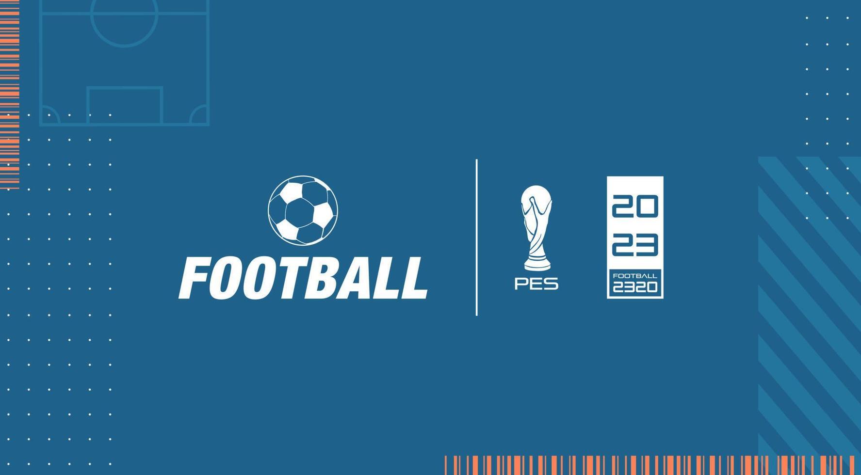 clave visual abstracta futurista. banner con campo de fútbol, patrones e íconos inspirados en los videojuegos de fútbol. pantalla de menú para videojuegos deportivos. vector