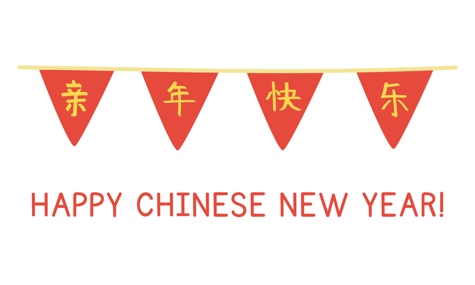 Chinese New Year triangle flags clipart. Simple red carnival garland