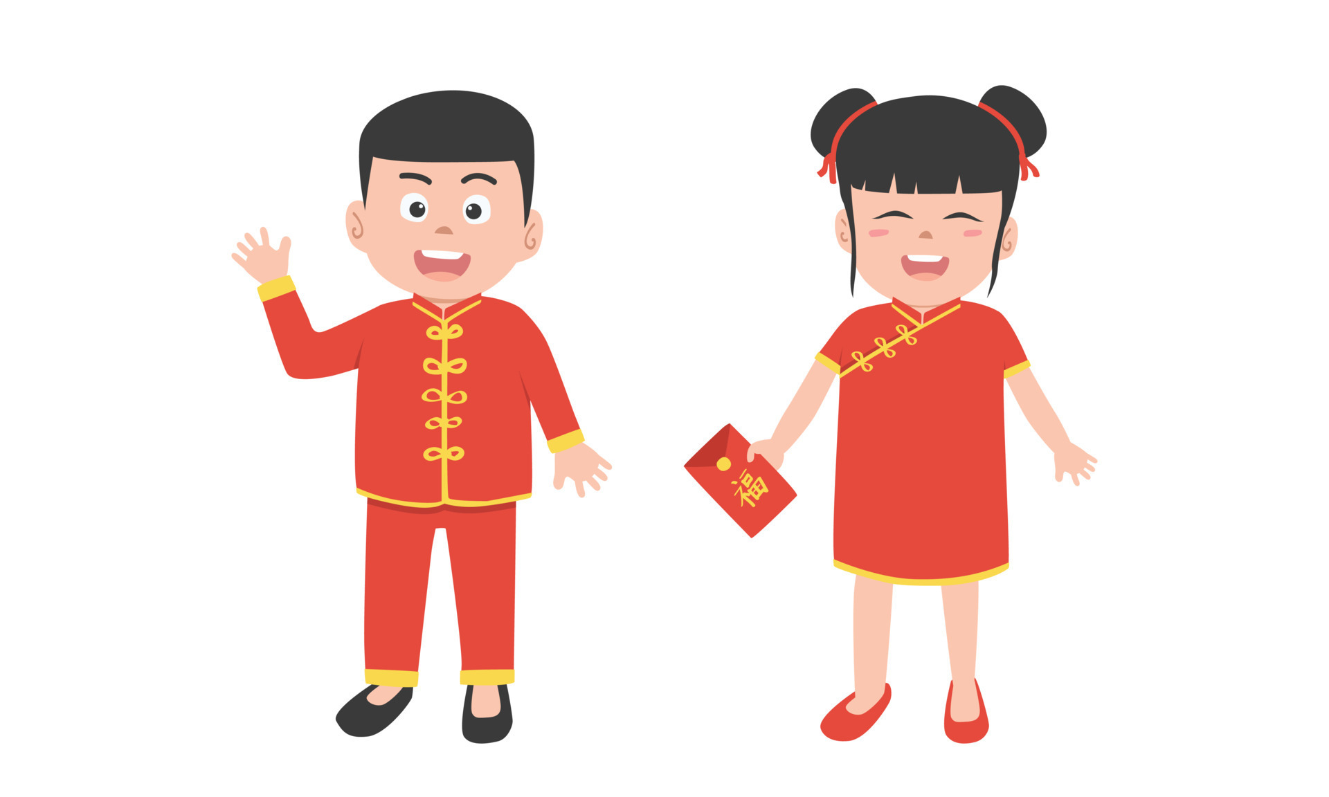 Chinese New Year clothes clipart. Simple cute Chinese boy ...