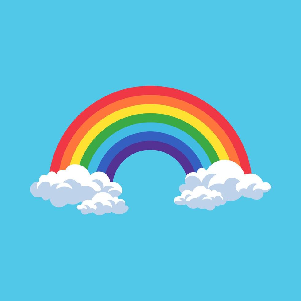 rainbow with clouds in the sky vector