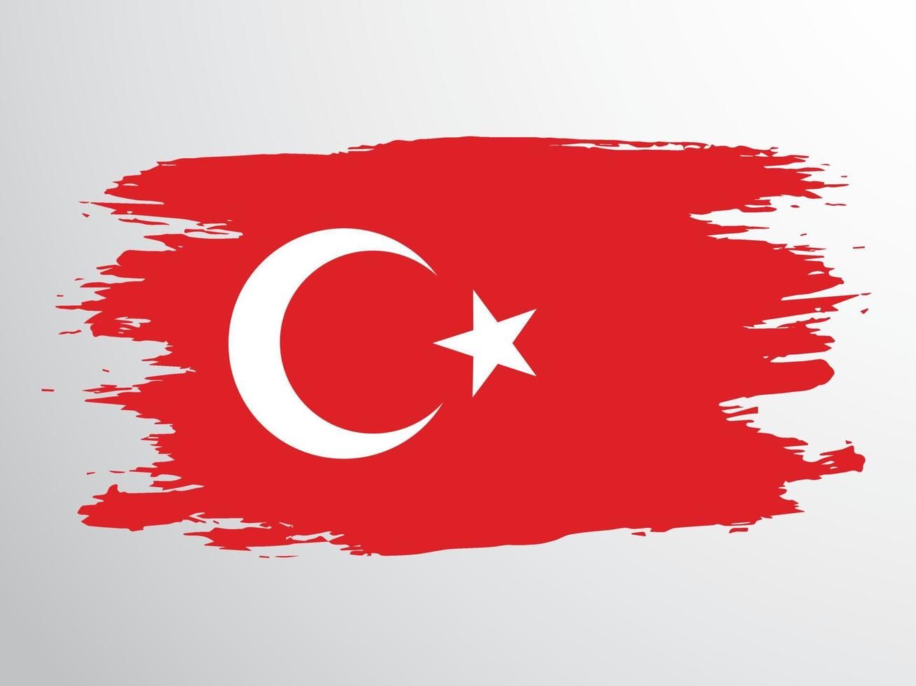 bandera de la república de turquía dibujada con un pincel vector