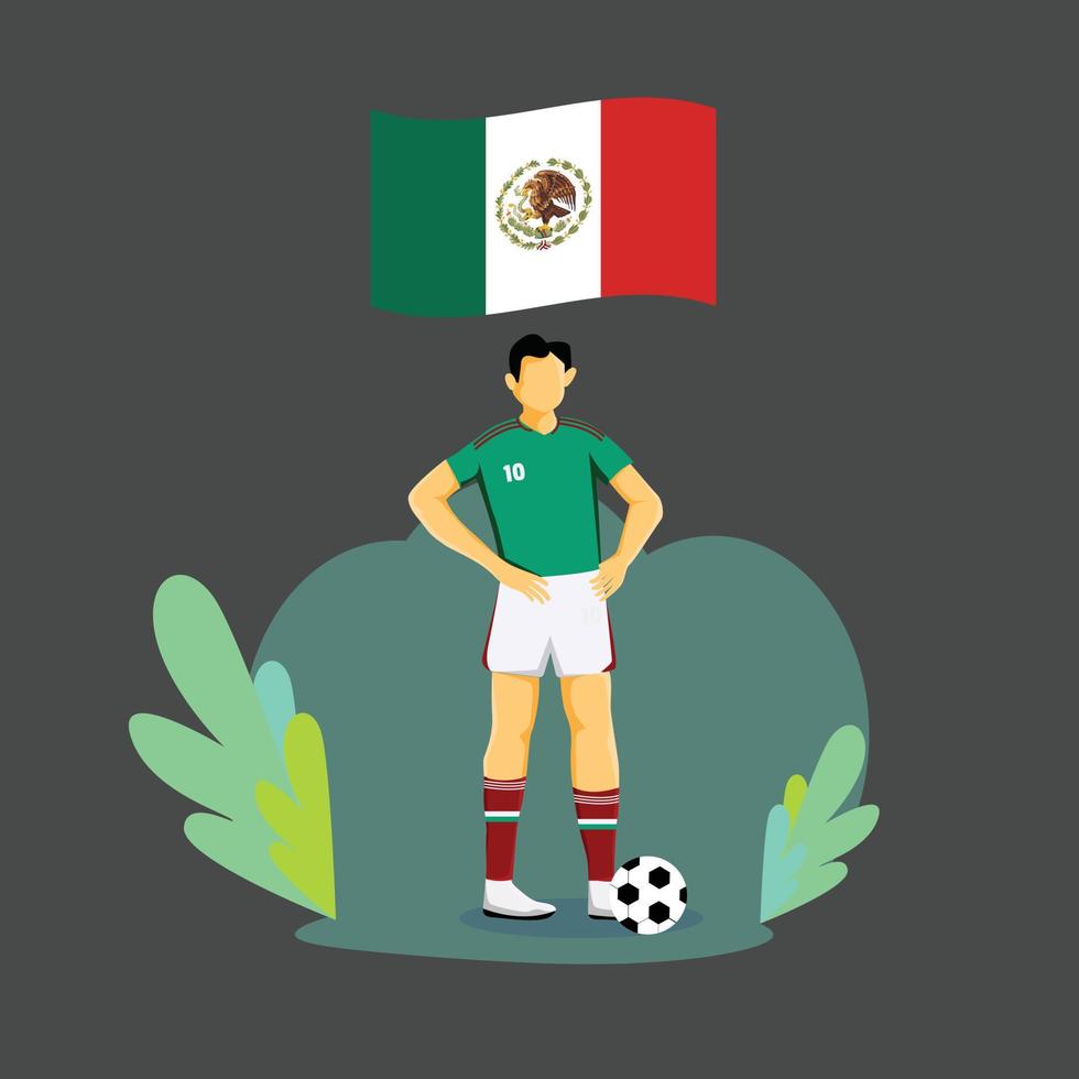 diseño de personajes de concepto plano de jugador de méxico vector