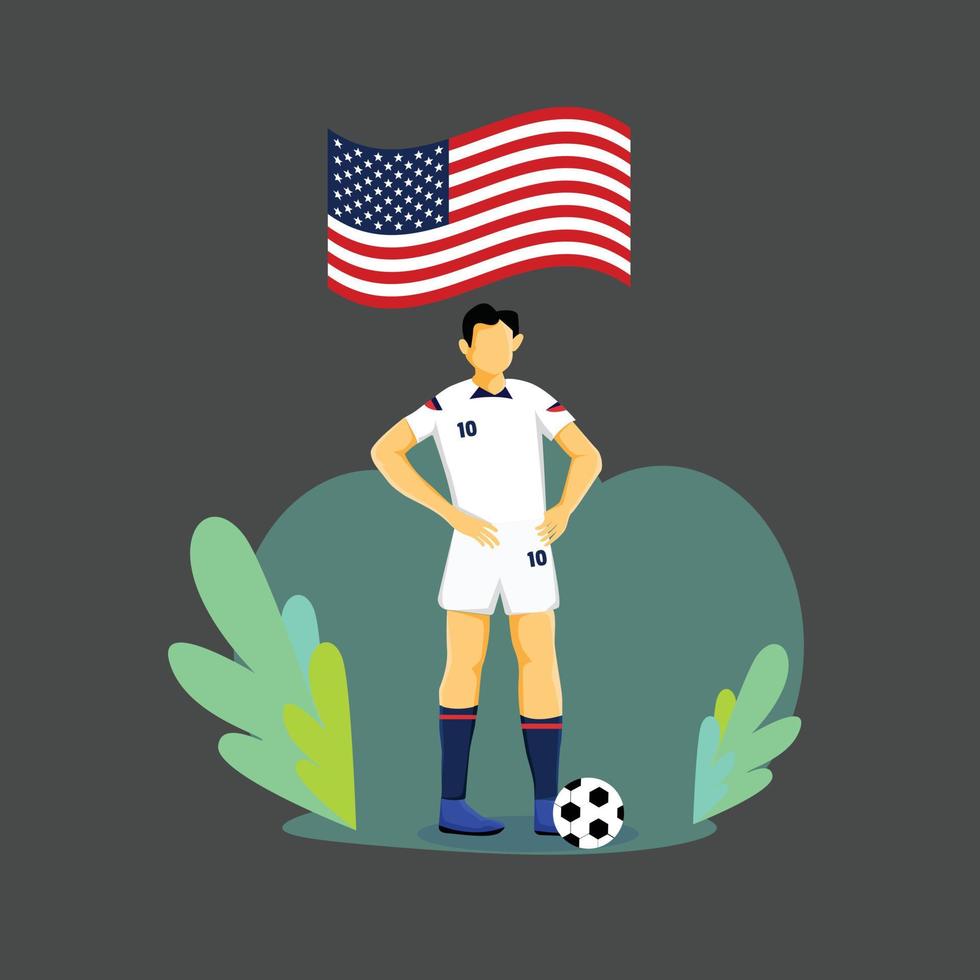 USA player flat concept character design vector
