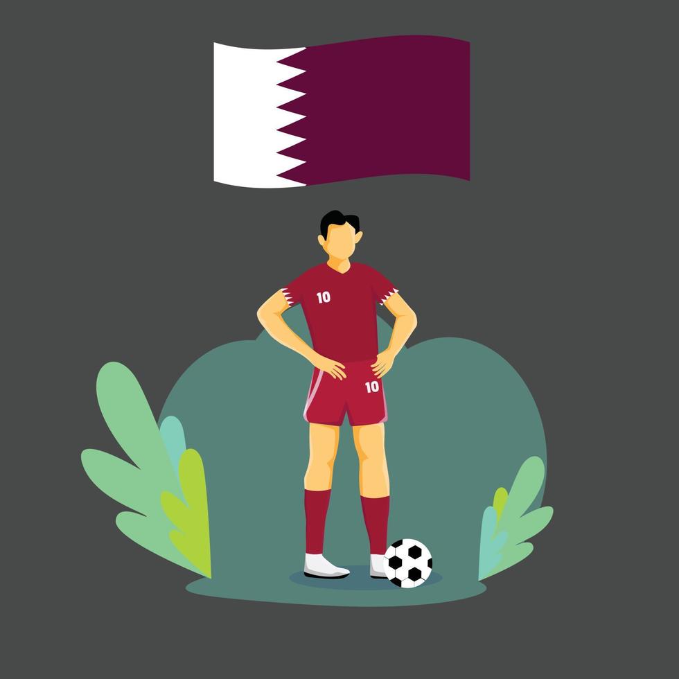 Qatar player flat concept character design vector