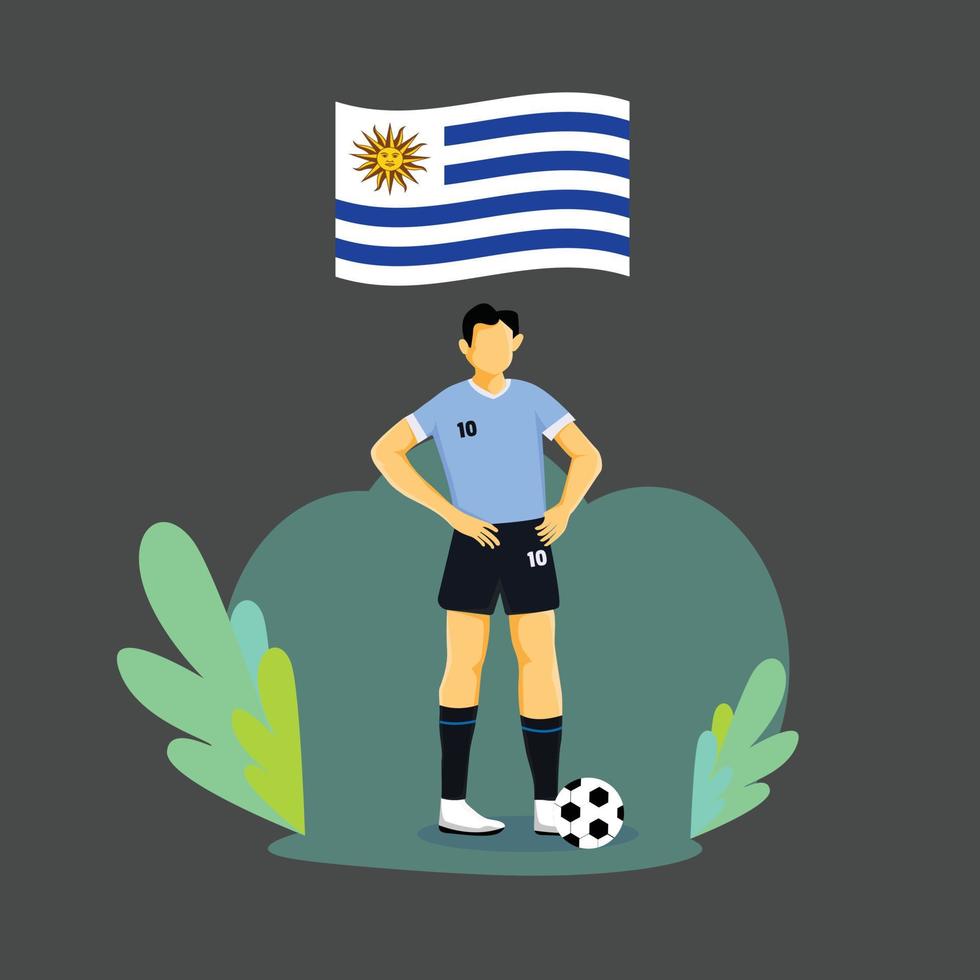 diseño de personajes de concepto plano de jugador de uruguay vector