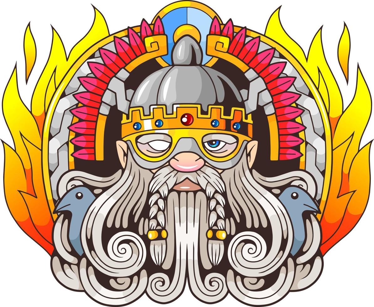 dios escandinavo mitologico odin vector