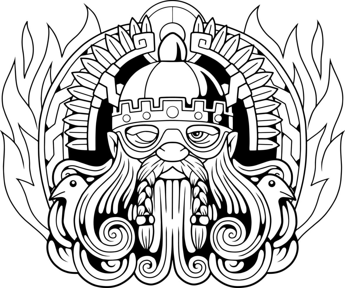 dios escandinavo mitologico odin vector