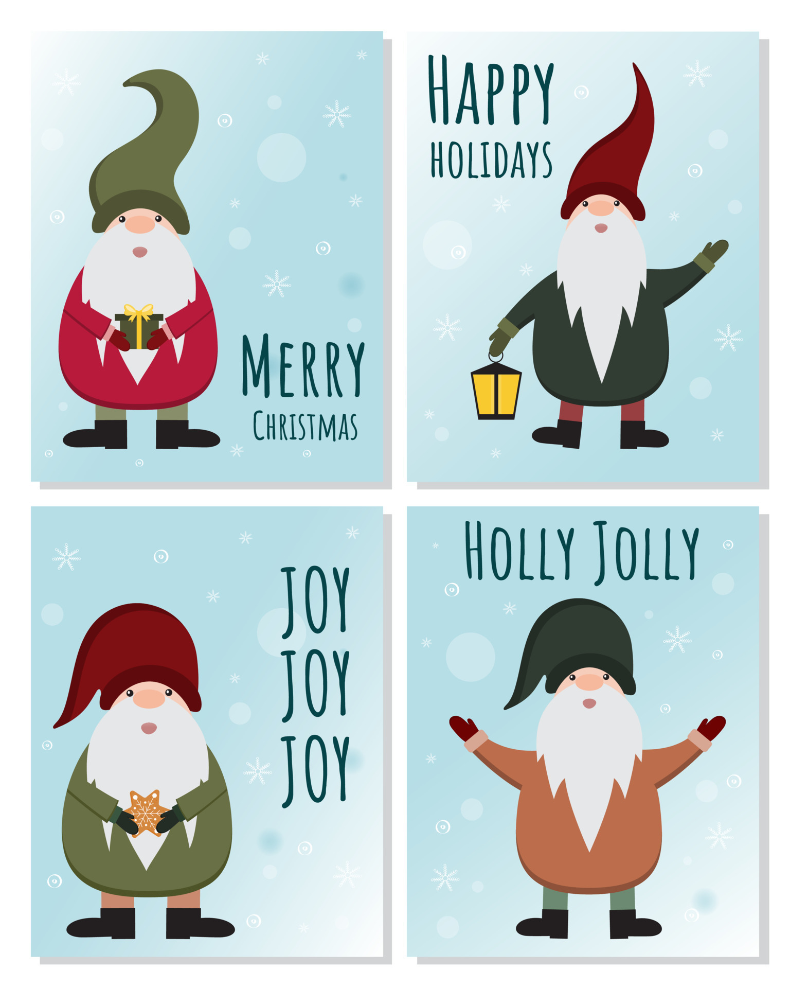 Cute funny cartoon gnomes in hats. Set of Merry Christmas and Happy New  year greeting cards with gnomes and congratulations. Nordic, scandinavian  characters. Winter holiday cards collection. 14434029 Vector Art at Vecteezy