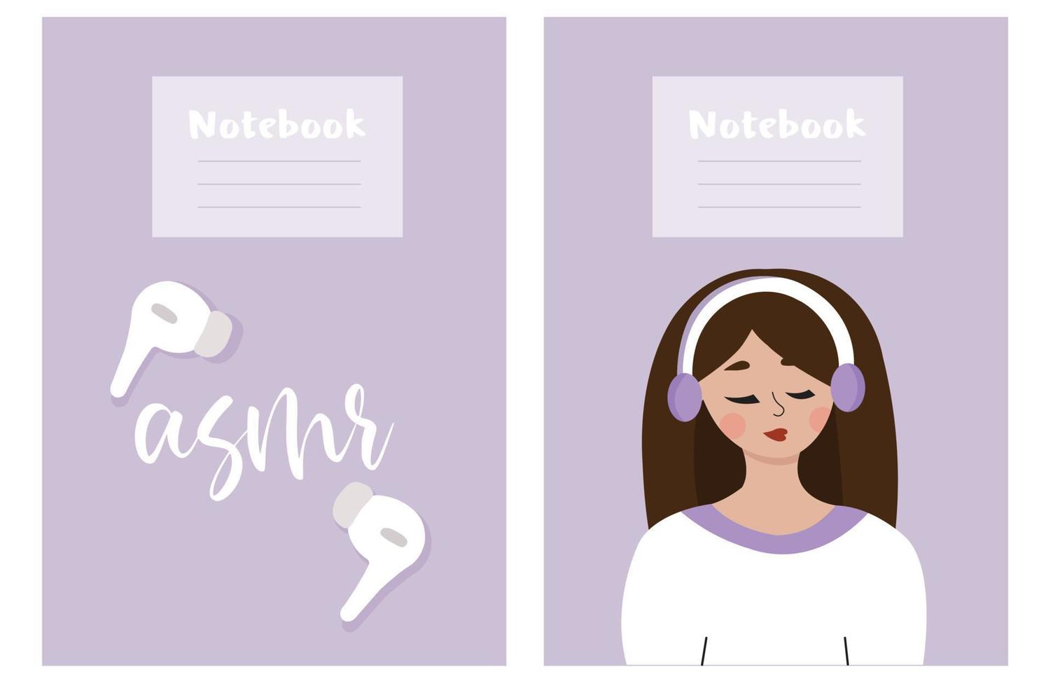 diseños de ilustración de portada de cuaderno de estilo asmr para tipografía. vector