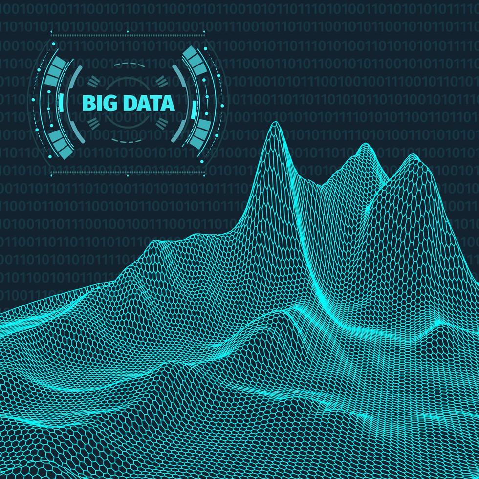 visualización de grandes datos. fondo 3d .gran fondo de conexión de datos. tecnología cibernética ai tech wire network visualización de datos de estructura alámbrica futurista. ilustración vectorial inteligencia artificial . vector