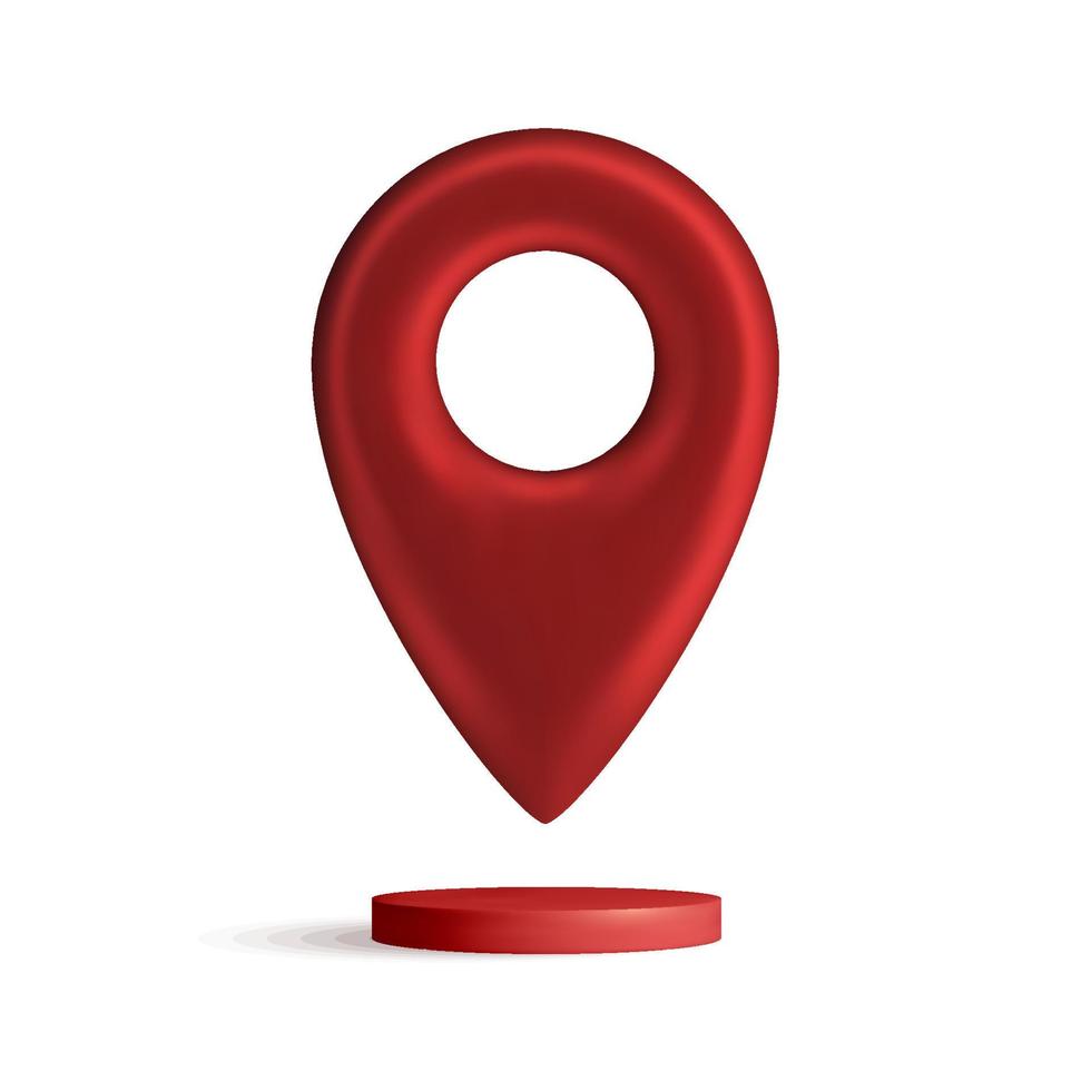 Red map pointer isolated on white background. Find address, location icon concept. GPS 3d Pointer. Vector 3d illustration.