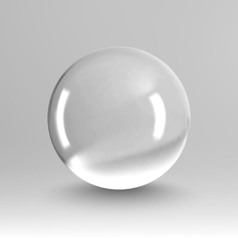 Crystal ball light vector on transparent background. Clear sphere transparent ball. Bubble clear EPS 10.