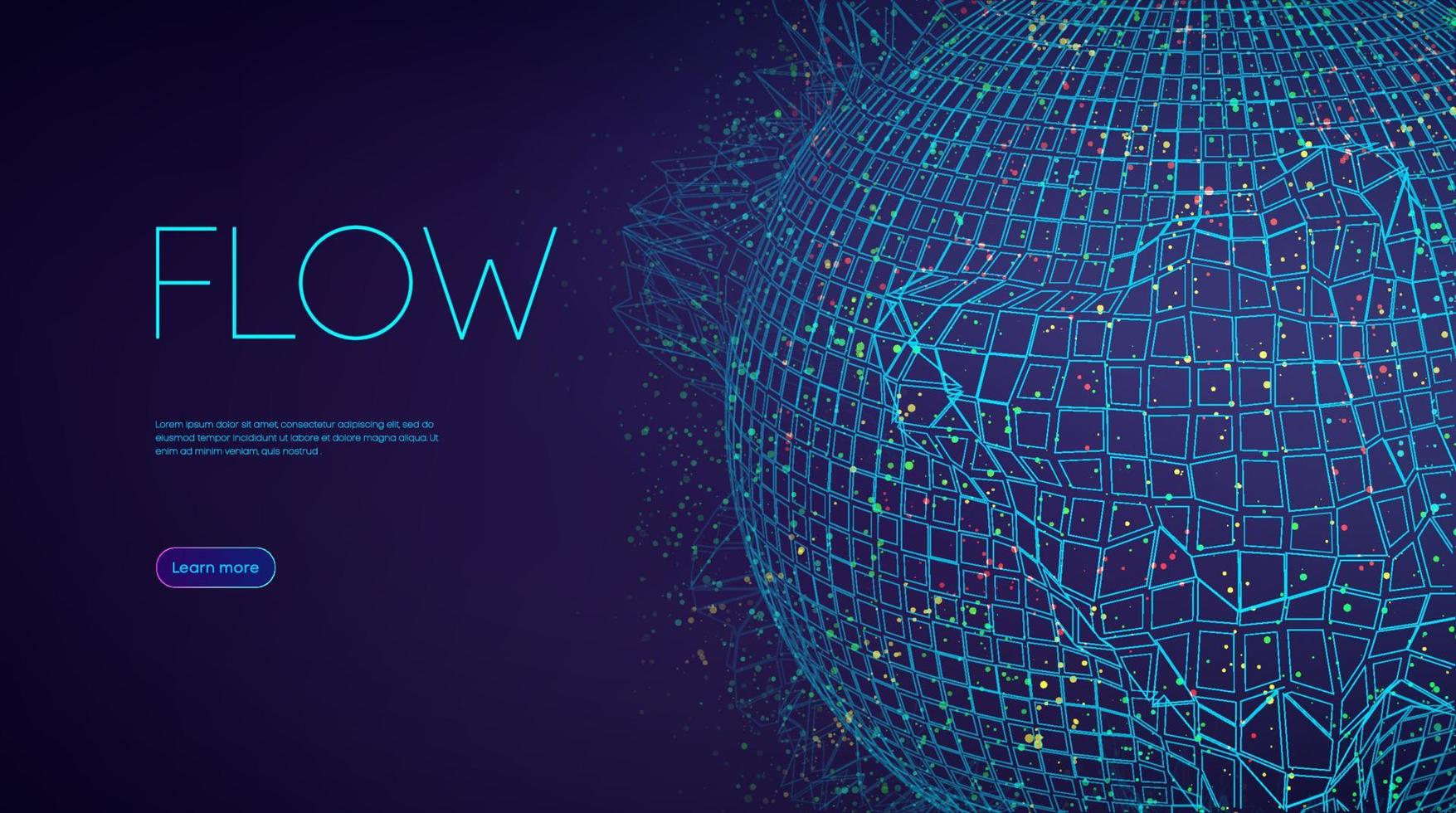 Abstract Data science concept. Explosion sound wave sphere background