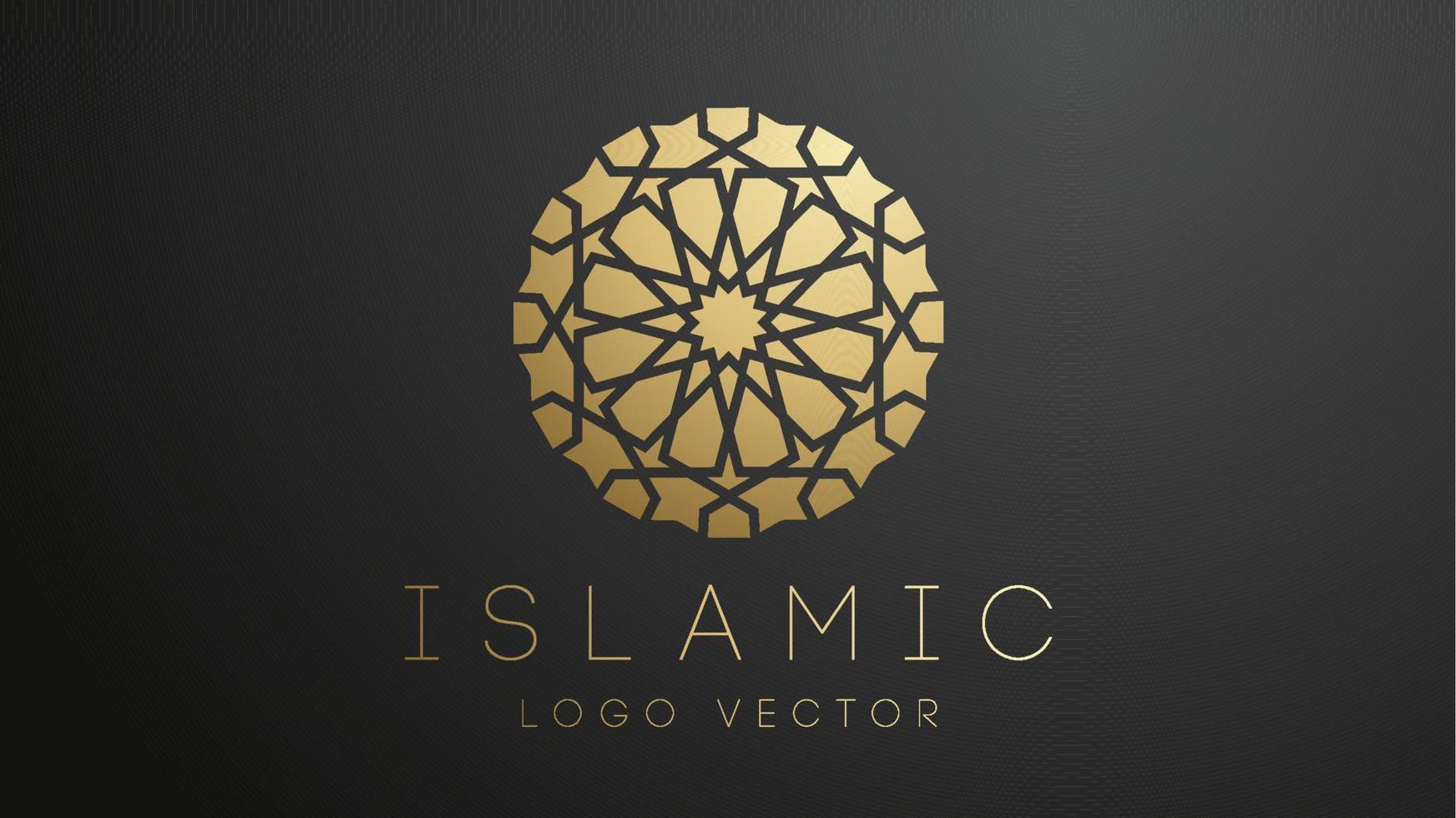 Logotipo islámico de oro 3d. ornamento islámico geométrico redondo mandala. logotipo musulmán eps 10 vector