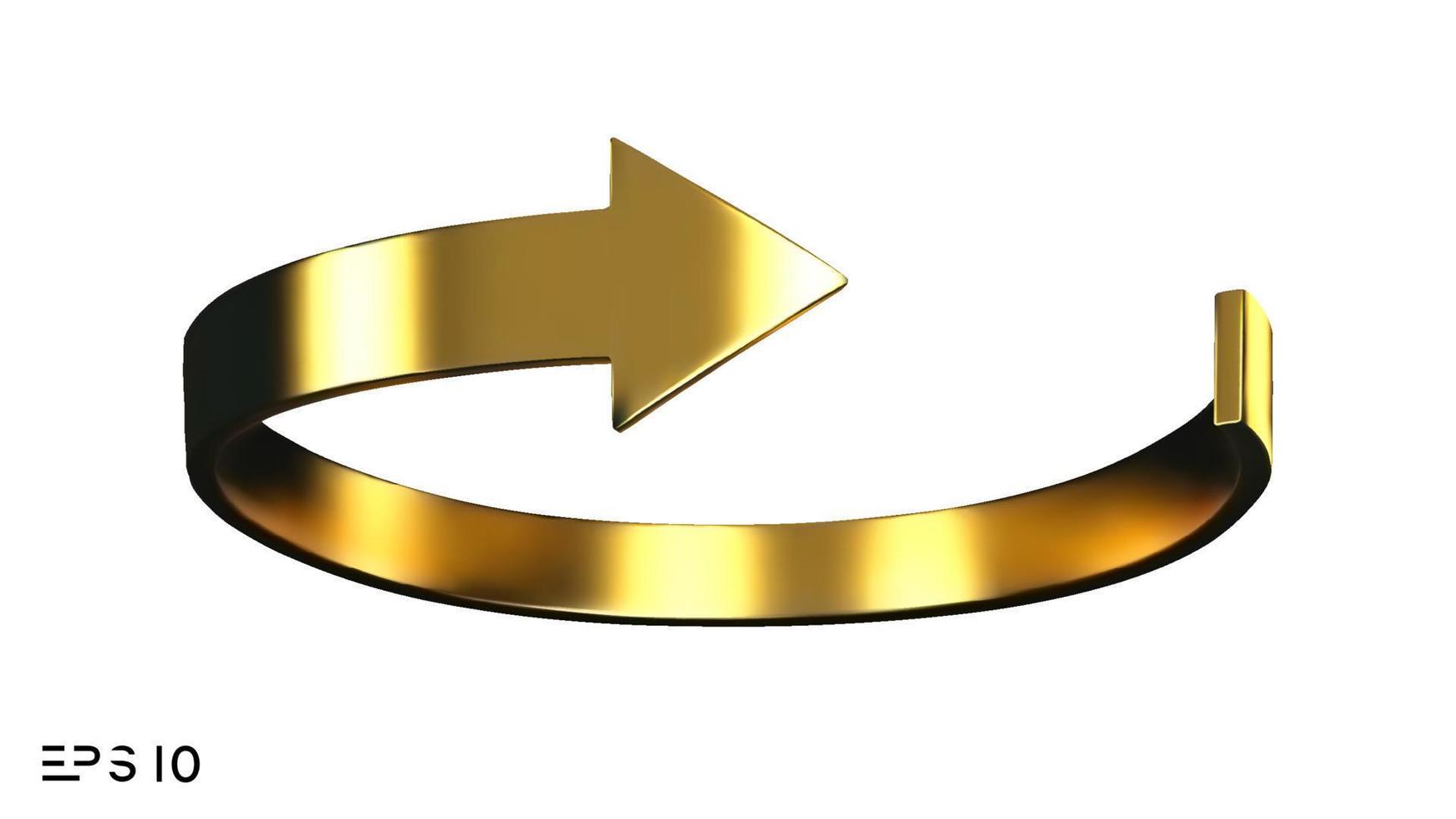 Gold arrow spin isolated on white background. Vector arrow button symbol. Vector illustration.