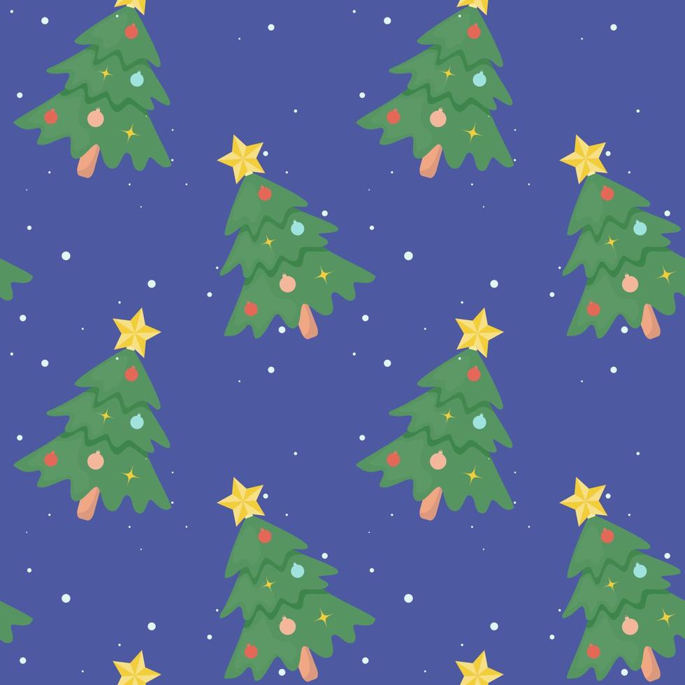 Vector seamless drawing. A repetition of a decorated Christmas tree.