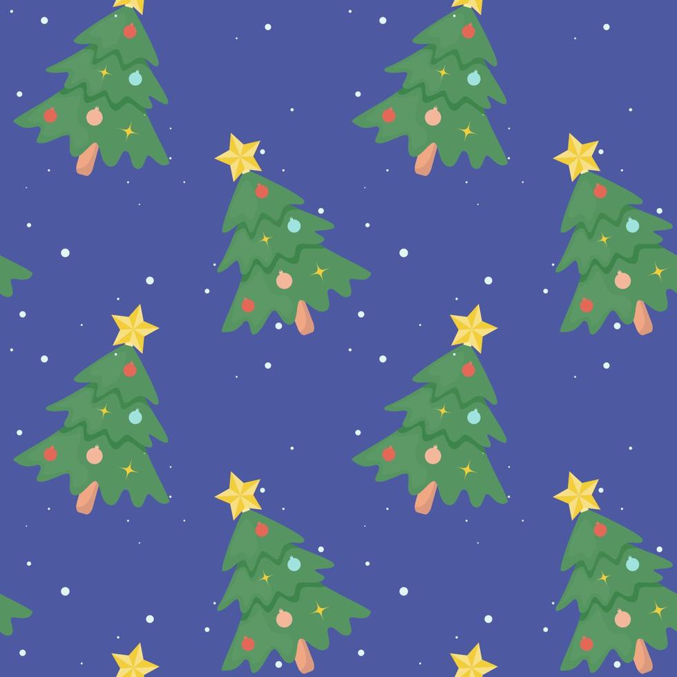 dibujo vectorial sin costuras. una repetición de un árbol de navidad decorado. vector