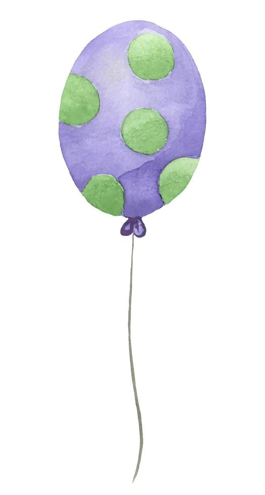 globo volador hinchable, pintado a mano en acuarela. mire de cerca el globo morado. decoración para las vacaciones vector