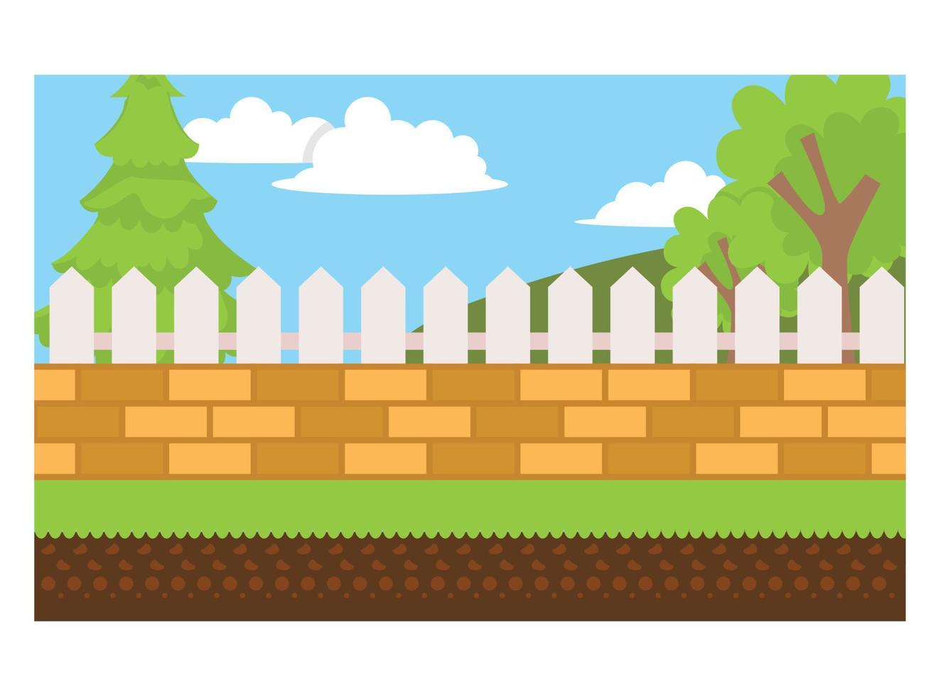 flat illustration gardening behind the house.  Suitable for Diagrams, Infographics, And Other Graphic assets vector