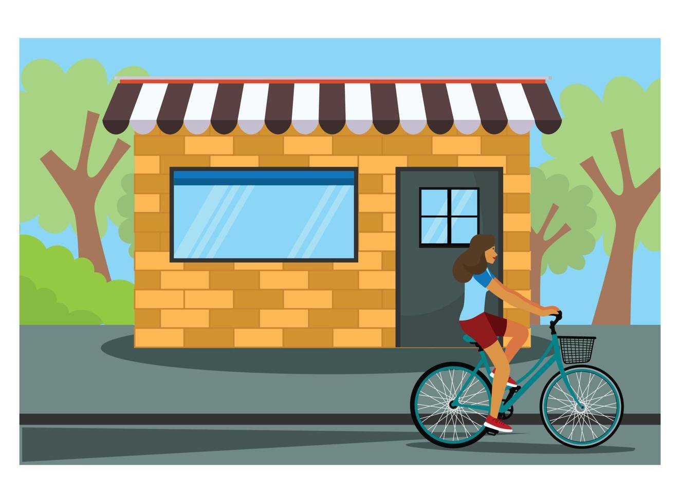 flat illustration of roadside coffee shop. Suitable for Diagrams, Infographics, And Other Graphic assets vector