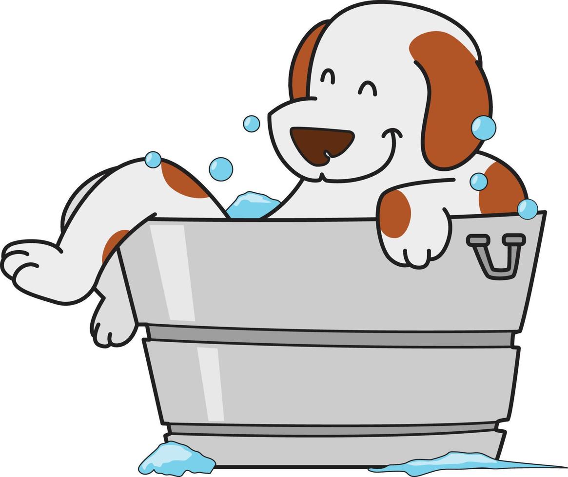 Happy cartoon dog wash vector