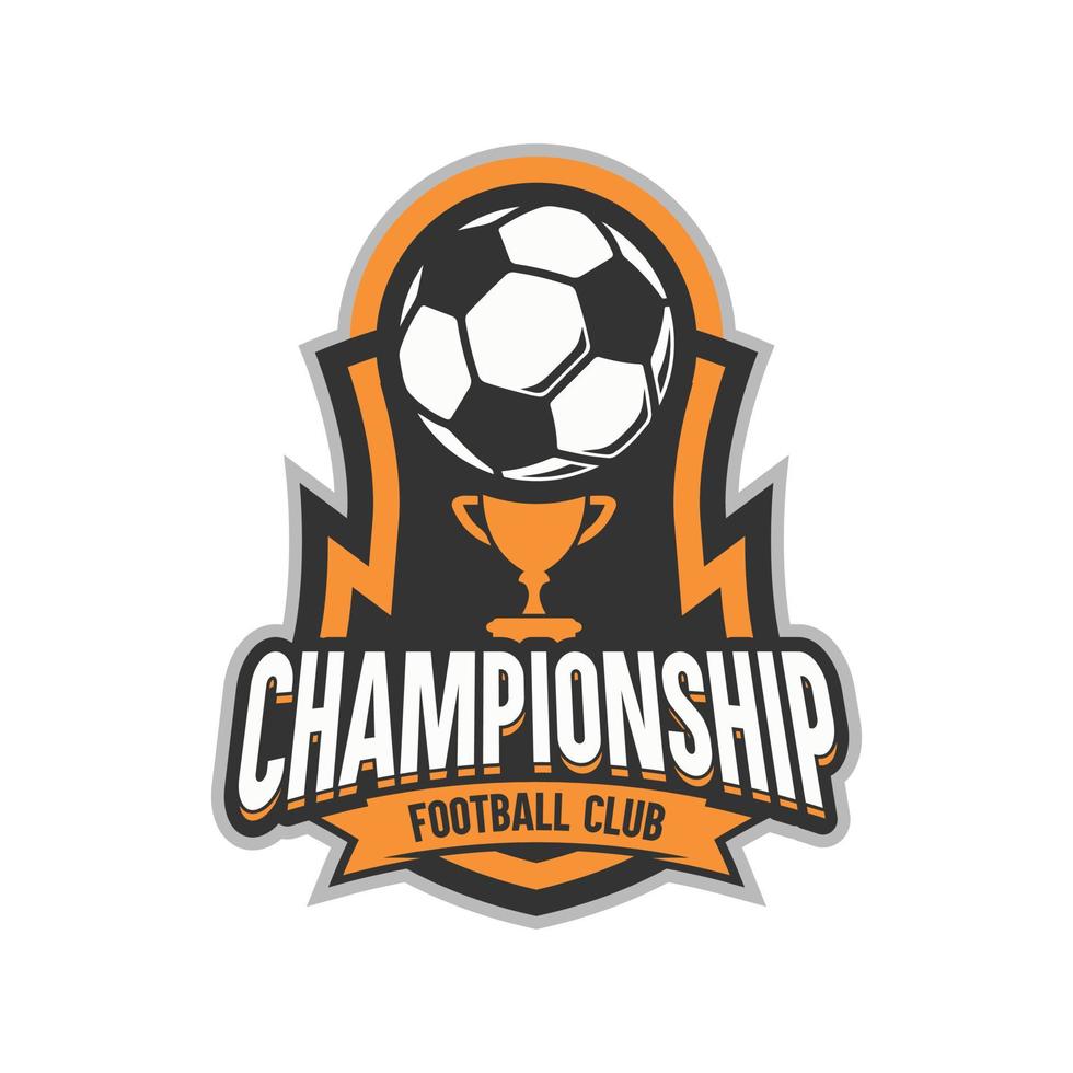 fútbol color oro fútbol insignia logo diseño plantillas deporte equipo identidad vector ilustraciones aisladas sobre fondo blanco