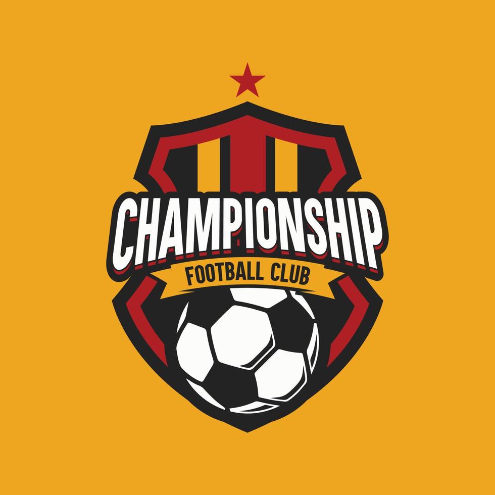 fútbol rojo oro color fútbol insignia logo diseño plantillas deporte equipo identidad vector ilustraciones aisladas sobre fondo dorado