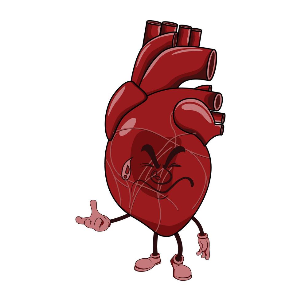 Vector of heart cartoon character with face expression.